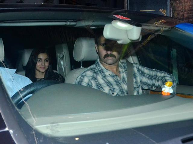 Alia Bhatt arrives at Akshay Kumar’s party where Will Smith was the special guest. (Yogen Shah)