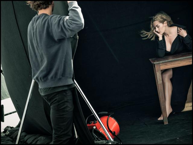 Kate Winslet in a behind-the-scenes photo from the 2017 Pirelli Calendar. (Pirelli)