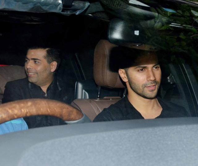 Karan Johar and Varun Dhawan arrive at Akshay’s party. (Yogen Shah) Karan Johar and Varun Dhawan arrive at Akshay’s party. (Yogen Shah)