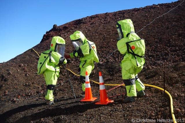The team could leave their dome only dressed in spacesuits. (@HI_SEAS/Twitter) The team could leave their dome only dressed in spacesuits. (@HI_SEAS/Twitter)
