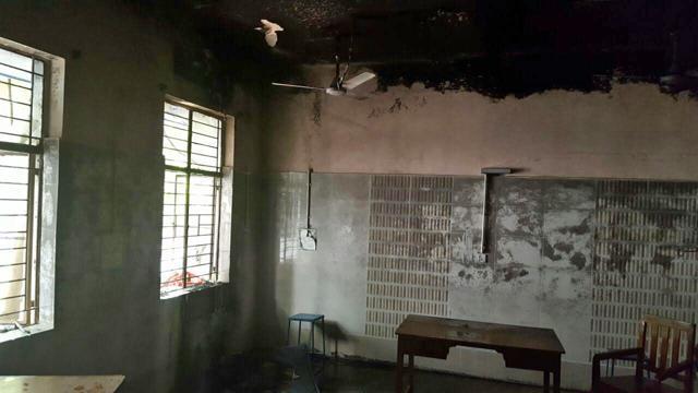 One of the rooms affected by the recent fire at Murshidabad Medical College and Hospital. (HT Photo) One of the rooms affected by the recent fire at Murshidabad Medical College and Hospital. (HT Photo)