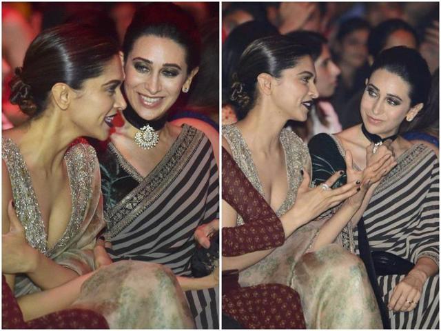 While sister Kareena and her baby bump worked the runway at LFW, big sister Karisma made small talk with the other Bollywood diva in the house, the gorgeous Deepika Padukone. (Instagram) While sister Kareena and her baby bump worked the runway at LFW, big sister Karisma made small talk with the other Bollywood diva in the house, the gorgeous Deepika Padukone. (Instagram)