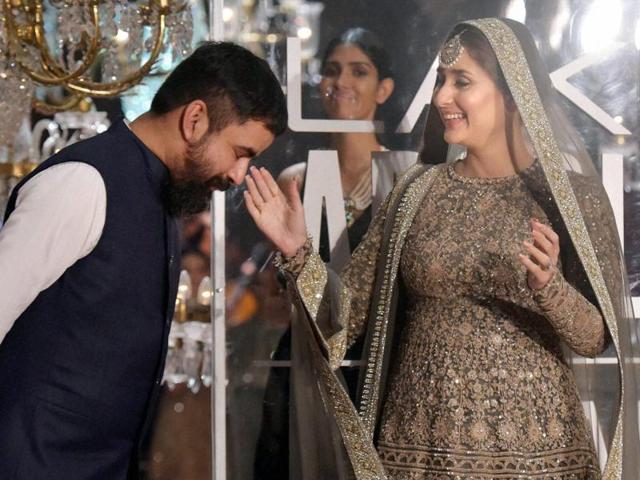 Sabyasachi’s expression said it it all. Post the show, praising Sabya, Kareena said, “It is pleasure to walk for him, he works magic with his masterstroke. Even my mother-in-law is a huge admirer of his work.” (PTI) Sabyasachi’s expression said it it all. Post the show, praising Sabya, Kareena said, “It is pleasure to walk for him, he works magic with his masterstroke. Even my mother-in-law is a huge admirer of his work.” (PTI)