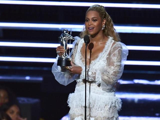 US singer Beyonce accepts an award on stage during the 2016 MTV Video Music Award at the Madison Square Garden in New York on August 28, 2016. (AFP) US singer Beyonce accepts an award on stage during the 2016 MTV Video Music Award at the Madison Square Garden in New York on August 28, 2016. (AFP)