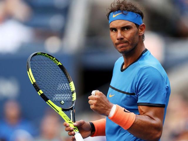 Rafael Nadal of Spain returns a shot to Denis Istomin of Uzbekistan. (AFP Photo) Rafael Nadal of Spain returns a shot to Denis Istomin of Uzbekistan. (AFP Photo)