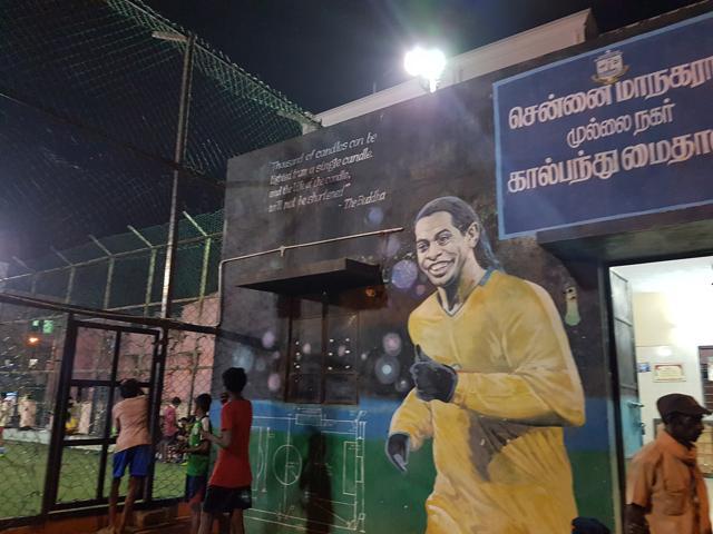 The organisation’s training area is a corporation ground in Vyasarpadi. Ronaldinho is popular among the children, as well as his countryman Neymar because of his ‘gethu’ (swag). (Aditya Iyer/HT Photo) The organisation’s training area is a corporation ground in Vyasarpadi. Ronaldinho is popular among the children, as well as his countryman Neymar because of his ‘gethu’ (swag). (Aditya Iyer/HT Photo)