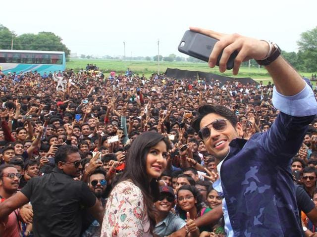 Katrina Kaif and Siddharth Malhotra at Hasmukh Goswami College of Engineering in Ahmedabad, Gujarat. (Siddharaj Solanki/ Hindustan Times) Katrina Kaif and Siddharth Malhotra at Hasmukh Goswami College of Engineering in Ahmedabad, Gujarat. (Siddharaj Solanki/ Hindustan Times)