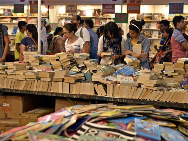 Visitors browse through books at the Delhi Book Fair at Pragati Maidan in New Delhi. (Arun Sharma/HT Photo) Visitors browse through books at the Delhi Book Fair at Pragati Maidan in New Delhi. (Arun Sharma/HT Photo)