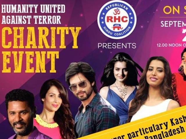 Shahid Kapoor, Malaika Arora, Ameesha Patel, singer Kanika Kapoor, choreographer-director Parbhu Dheva and spiritual guru Sri Sri Ravii Shankar will meet Trump at Humanity United Against Terrorism charity event.