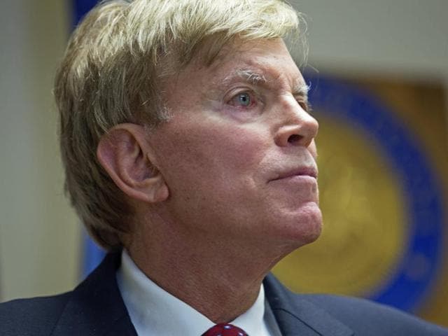 Former Ku Klux Klan leader David Duke talks to the media at the Louisiana secretary of state's office in Baton Rouge. (AP File Photo) Former Ku Klux Klan leader David Duke talks to the media at the Louisiana secretary of state's office in Baton Rouge. (AP File Photo)