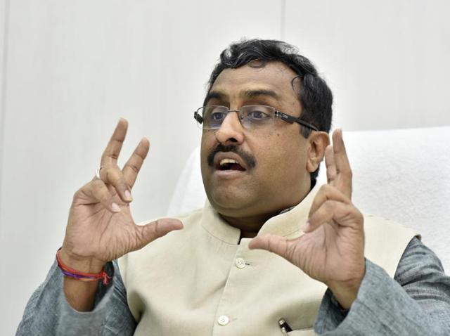 BJP’s general secretary Ram Madhav has said Pakistan’s decision to organise Martyrs’ Day for Burhan Wani led to India flagging human rights violations in Balochistan. (Saumya Khandelwal/HT Photo) BJP’s general secretary Ram Madhav has said Pakistan’s decision to organise Martyrs’ Day for Burhan Wani led to India flagging human rights violations in Balochistan. (Saumya Khandelwal/HT Photo)