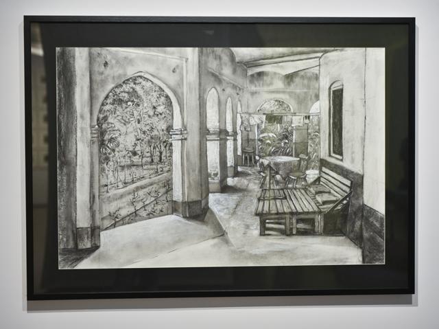 Raghunath Villa by Nikhil Chopra, charcoal on paper (2016) (Photo: Aalok Soni/HT )