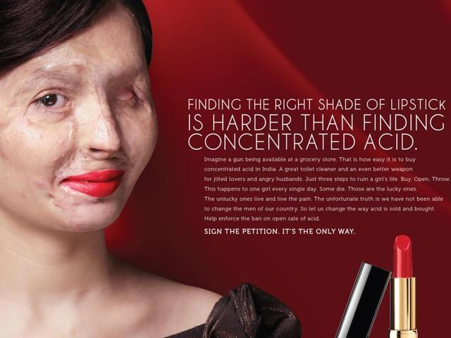 Reshma made her modelling debut in the online campaign #End AcidSale, which went viral. In a one-of-its kind beauty tutorial, Reshma talked about how it takes 2 minutes to put on blush, but just 3 seconds to scar a face forever. And how finding the right shade of lipstick is harder than buying concentrated acid in the market. (PHOTO: MAKE LOVE NOT SCARS) Reshma made her modelling debut in the online campaign #End AcidSale, which went viral. In a one-of-its kind beauty tutorial, Reshma talked about how it takes 2 minutes to put on blush, but just 3 seconds to scar a face forever. And how finding the right shade of lipstick is harder than buying concentrated acid in the market. (PHOTO: MAKE LOVE NOT SCARS)