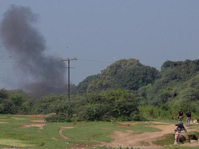The ammunition was disposed of at an isolated place near Chattiwind village in Amritsar.(HT Photo)