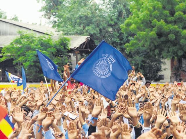 People of the Dalit community gathered from all over Gujarat to protest against recent attacks on Dalits in Una, in Ahmedabad, Gujarat.(Siddharaj Solanki//HT File Photo)