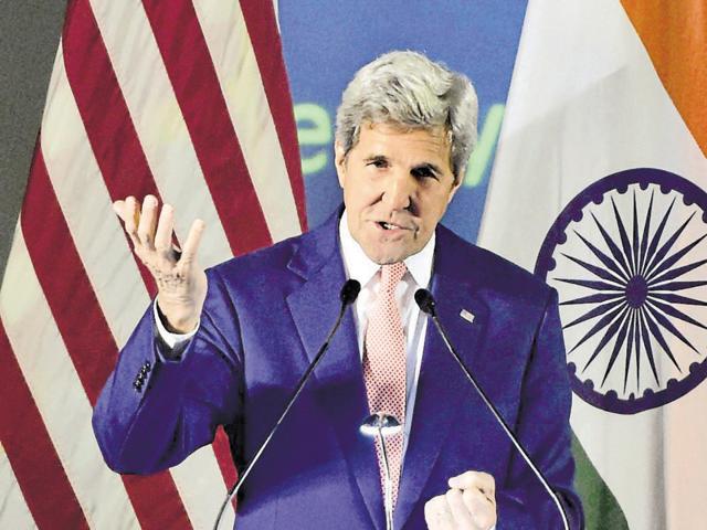 US secretary of state John Kerry told a gathering at IIT-Delhi that it must have taken them boats to get to the venue. (PTI) US secretary of state John Kerry told a gathering at IIT-Delhi that it must have taken them boats to get to the venue. (PTI)