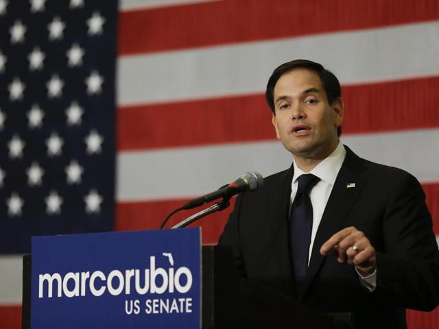 Senator Marco Rubio speaks to supporters at a primary election party in Kissimmee. (AP Photo) Senator Marco Rubio speaks to supporters at a primary election party in Kissimmee. (AP Photo)
