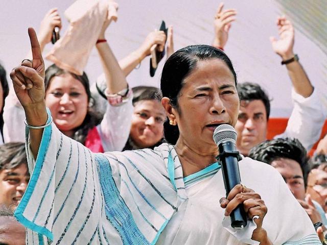 File photo of TMC Supremo and West Bengal chief minister Mamata Banerjee in Kolkata. The CM has termed SC ruling on Singur a ‘landmark victory’.(PTI)