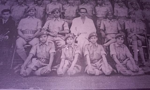 PM Narendra Modi (first from left among kids kneeling down) when he was in Class 9 at BN Vidyalaya with principal Rasvihari Maniar in the centre.