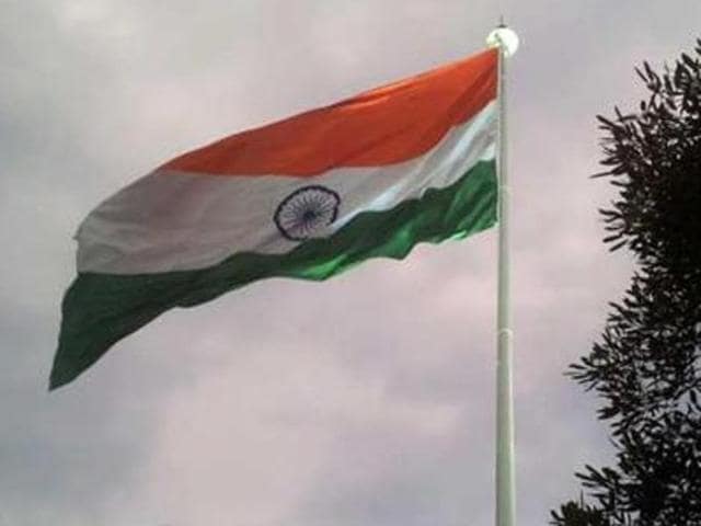 Last August, Punjab local bodies minister Anil Joshi installed this flag at the city’s Amrit Anand Park amid much fanfare.(HT File)