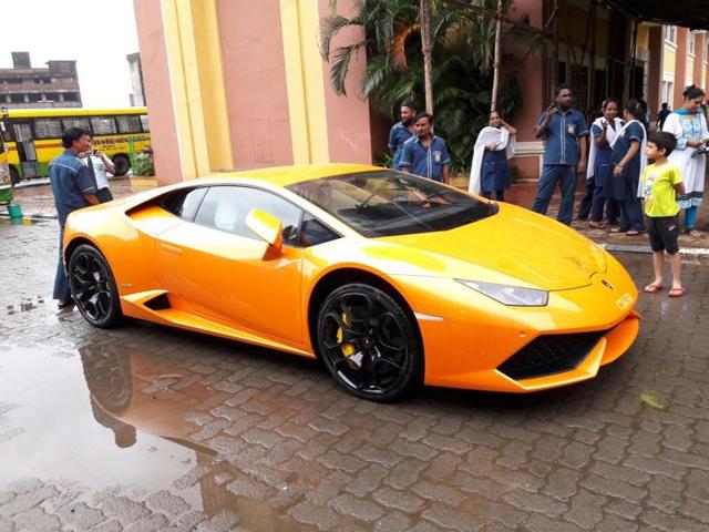 Suman Mehta poses with the Lamborghini her husband BJP MLA Narendra Mehta had gifted her (HT Photo) Suman Mehta poses with the Lamborghini her husband BJP MLA Narendra Mehta had gifted her (HT Photo)