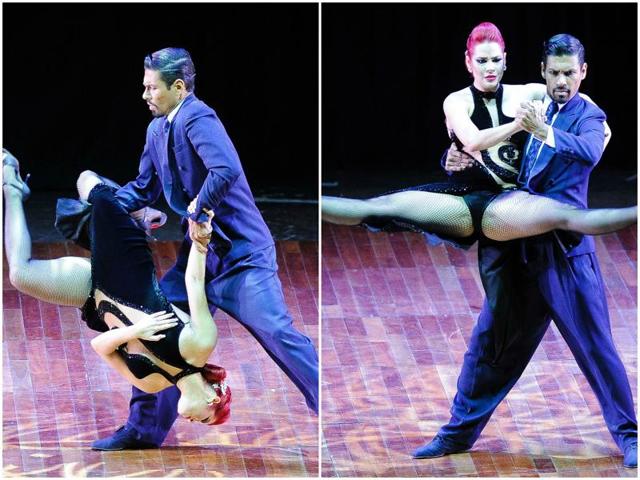 Modern Tango has its roots in the Candombe ceremonies of former slave peoples. Andres Urban and Estefania Arango during their performance. (AFP )