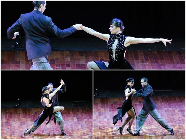 Candombe is a dance and music form that came with African slaves. Simone Facchini and Gioia Abballe during their show. (AFP )
