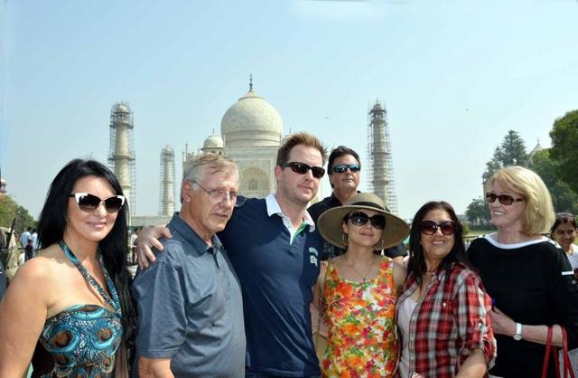 Preity Zinta, Gene Goodenough and their friends and family members at the Taj Mahal in Agra, India. (IANS) Preity Zinta, Gene Goodenough and their friends and family members at the Taj Mahal in Agra, India. (IANS)