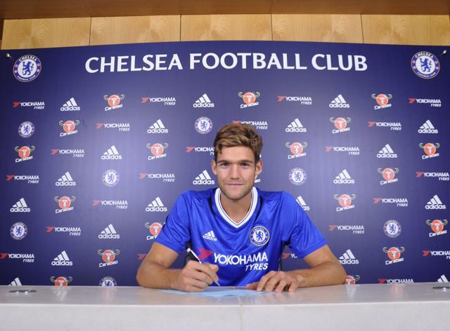 Spanish defender Marcos Alonso joined Chelsea for a reported 23 million pounds. (Chelsea FC) Spanish defender Marcos Alonso joined Chelsea for a reported 23 million pounds. (Chelsea FC)