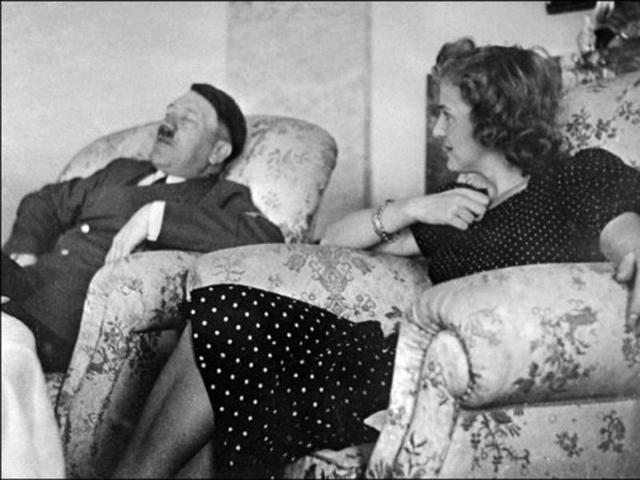 Undated and unlocated picture of then German chancellor and ‘Reichsführer’ (chief) Adolf Hitler relaxing with his partner Eva Braun. (AFP Archive)