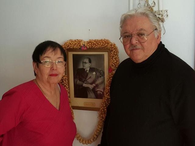 Anita Bose Pfaff, daughter of Subhas Chandra Bose, with her husband, Martin Pfaff, in their residence in Augsburg, Germany. (Prasun Sonwalkar/HT Photo)