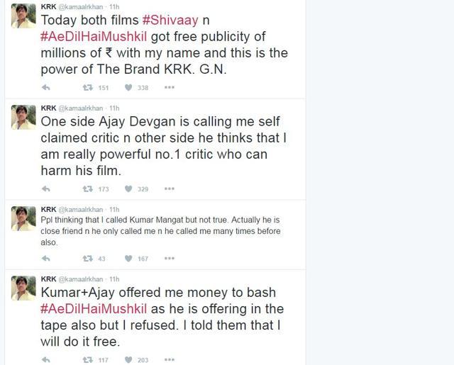 A screenshot of KRK’s Twittter timeline.