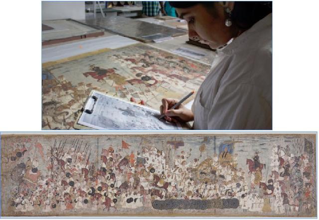 To restore this cloth painting from the 1600s, the conservation lab used a nebuliser — a device used to administer medication in the form of a mist — to consolidate the paint.
