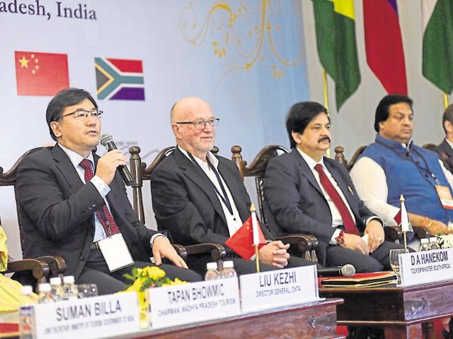 Delegates participate in the BRICS convention on tourism in Khajuraho on Thursday. (HT photo) Delegates participate in the BRICS convention on tourism in Khajuraho on Thursday. (HT photo)