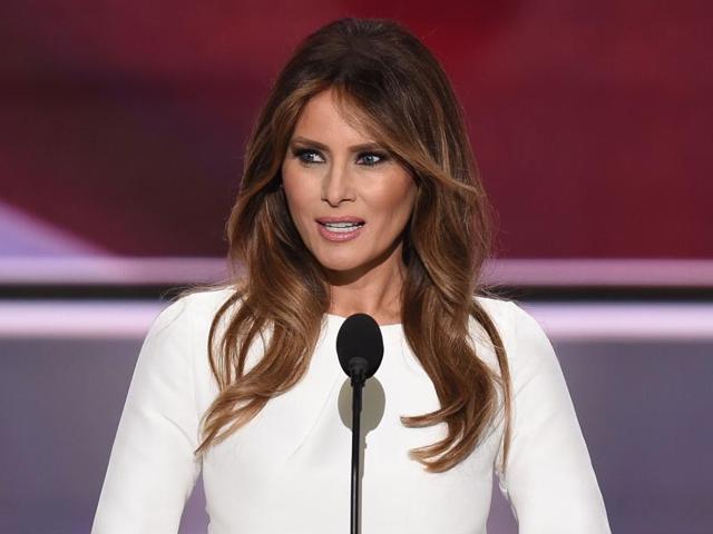 Melania Trump, wife of Republican presidential candidate Donald Trump, as she addresses delegates on the first day of the Republican National Convention at Quicken Loans Arena in Cleveland, Ohio.(AFP File Photo)