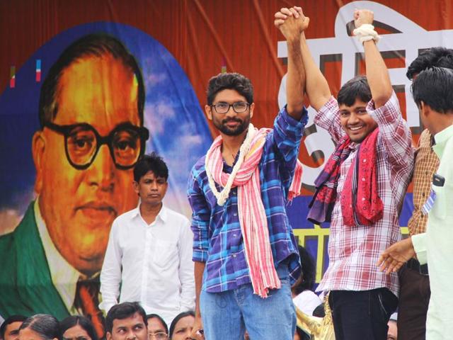 Jignesh Mewani during Dalit rally in Una, Gujarat, August 15 (Hindustan Times) Jignesh Mewani during Dalit rally in Una, Gujarat, August 15 (Hindustan Times)