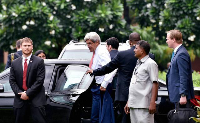 US secretary of state John F Kerry leaves after an interactive programme at IIT Delhi. (PTI Photo) US secretary of state John F Kerry leaves after an interactive programme at IIT Delhi. (PTI Photo)