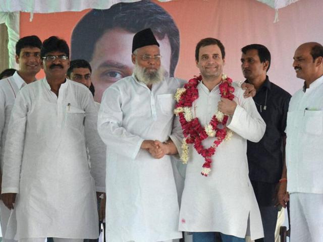 Congress vice-president Rahul Gandhi is garlanded by a party worker at a public meeting at Jagdishpur in Amethi on Thursday, Sep 1, 2016. (PTI) Congress vice-president Rahul Gandhi is garlanded by a party worker at a public meeting at Jagdishpur in Amethi on Thursday, Sep 1, 2016. (PTI)
