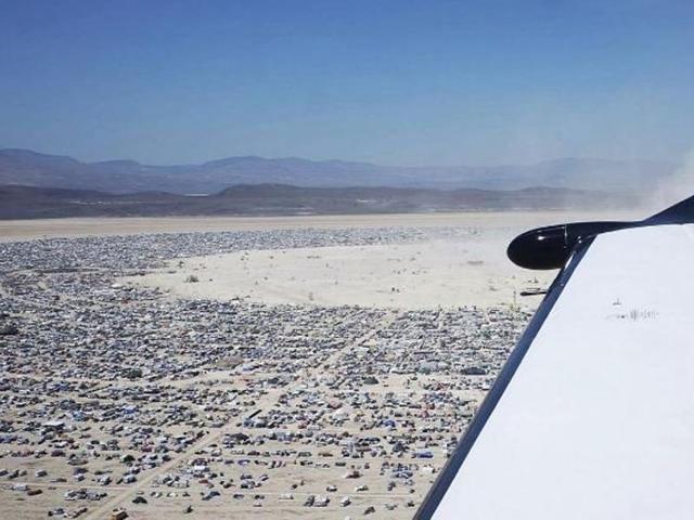 Although the majority of ‘Burners’ get there by car, some take a flight. Those who come by plane or helicopter land at Black Rock City airport, a temporary airport built by volunteers. (Instagram)