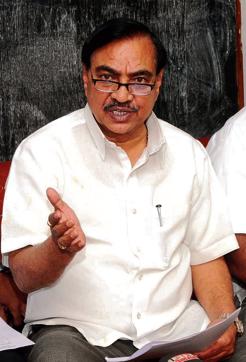 Former revenue minister Eknath Khadse. (Hindustan Times/Sunny Shende) Former revenue minister Eknath Khadse. (Hindustan Times/Sunny Shende)