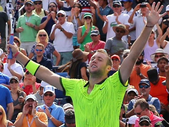 Jack Sock, of the United States, reacts after defeating Marin Cilic, of Croatia. (AP Photo) Jack Sock, of the United States, reacts after defeating Marin Cilic, of Croatia. (AP Photo)