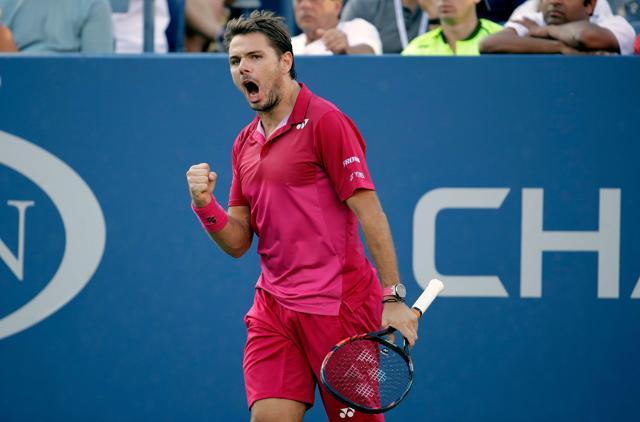 Wawrinka saved a match point en route his five-set win over Dan Evans. (AFP) Wawrinka saved a match point en route his five-set win over Dan Evans. (AFP)