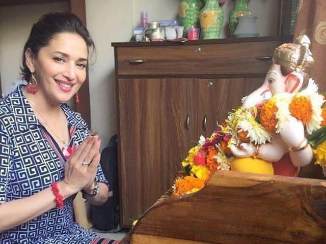 Like many other celebrities, Madhuri Dixit is also known to celebrate Ganesh Chaturthi with great zeal and vigour. (Twitter) Like many other celebrities, Madhuri Dixit is also known to celebrate Ganesh Chaturthi with great zeal and vigour. (Twitter)