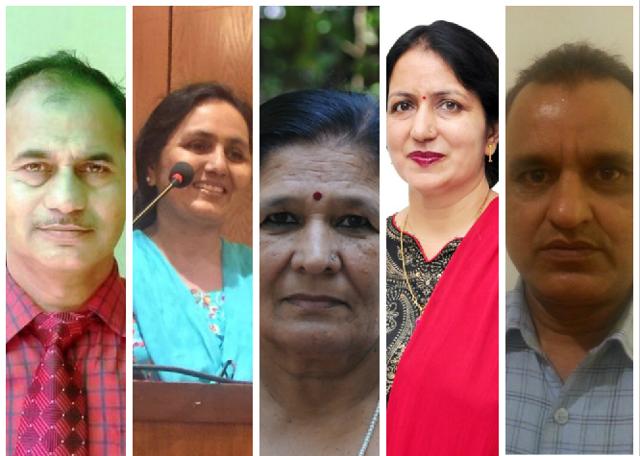 Ishwar Chand Sharma (Govt Model Sanskriti Senior Secondary School, Mahendragarh), Indu Singh (Govt Senior Secondary School, Pehrawar, Rohtak), Sumitra Devi (Govt Senior Secondary School, Nathupur, Gurgaon), Meenakshi Sharma (Govt Senior Secondary School, Jattal, Panipat) and Rajesh Kumar (Govt Primary School, Nauranga Bass Thakran, Charkhi Dadri, Bhiwani)