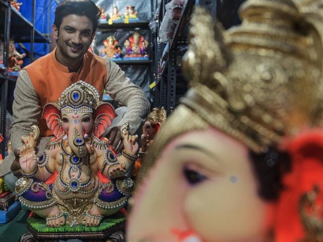 Sushant Singh Rajput says he saw the Ganpati processions for the first time around ten years back when he had shifted to Mumbai. (Satish Bate/HT Photo)
