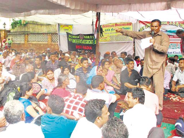 Harjinder Singh addresses a rally of SSB volunteers at Jantar Mantar in New Delhi in August this year.(HT File Photo) Harjinder Singh addresses a rally of SSB volunteers at Jantar Mantar in New Delhi in August this year.(HT File Photo)