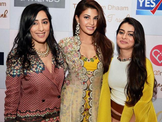 Jacqueline Fernandez, Celebrity stylist Tanya Ghavri and Ashi Dua at a show in Mumbai. (PTI) Jacqueline Fernandez, Celebrity stylist Tanya Ghavri and Ashi Dua at a show in Mumbai. (PTI)