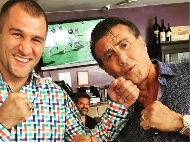 The Rocky star shared a snap holding up his fists with Sergey Krusher Kovzalev on Saturday.