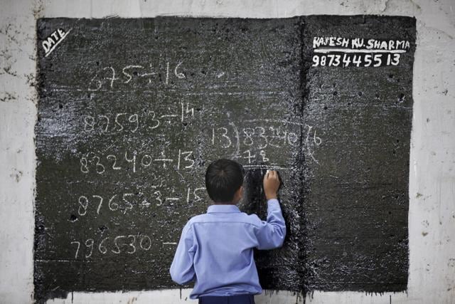 Gupta is a grocer by profession, and at times, spends out of his own pocket to meet daily expenditure of food and water. Teachers work without salary at this ad-hoc school. “Hopefully some aid will come and help my cause,” says Gupta. (Raj K Raj/HT PHOTO)