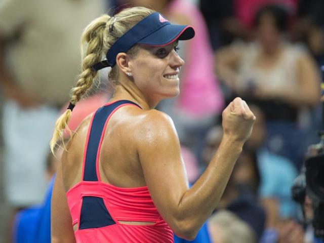 Angelique Kerber of Germany celebrates victory over Petra Kvitova of the Czech Republic. (AFP)